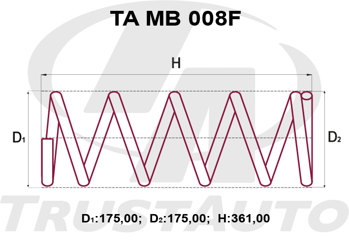 Пружина подвески усиленная (TA) PAJERO IO H66WH67W6W7W (99-) MR519103MR519102MR519104MR316705MR316706MR316709 TRUSTAUTO TAMB008F